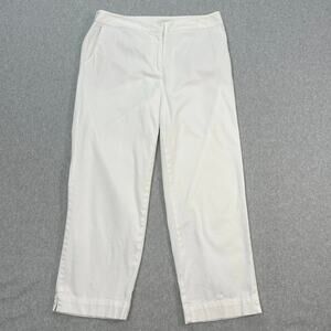 J. Jill Pants Womens 10 White Cropped Genuine Fit High Rise Straight Vented Hem